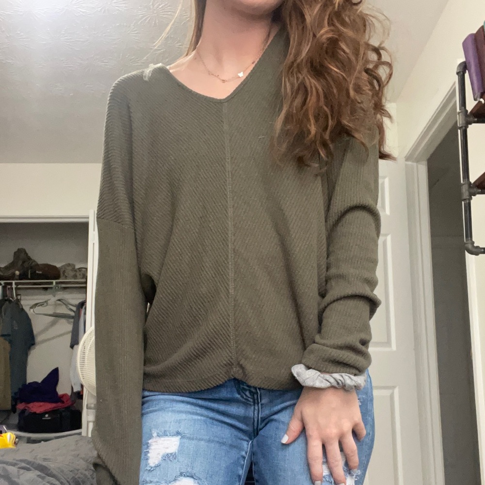 green open back shirt